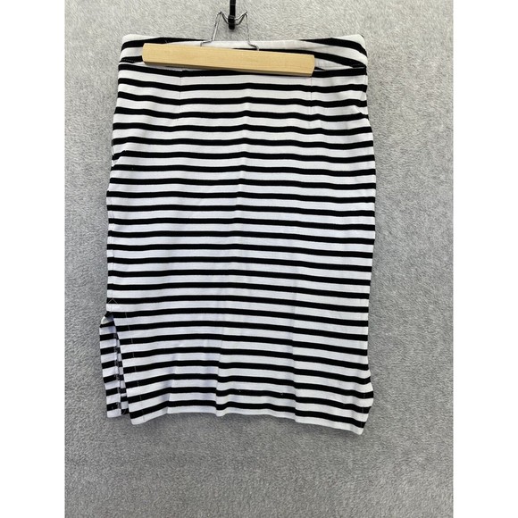 Banana Republic Women's Skirt Striped Side Slit Pull On Size 4 Black White - Picture 2 of 9